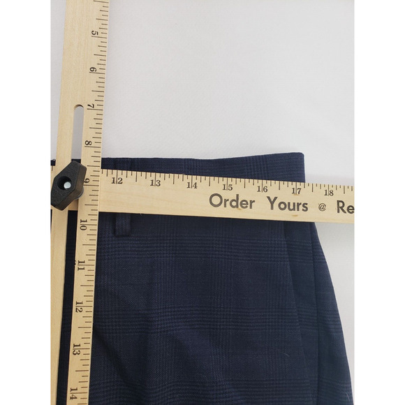 Banana Republic Tailored Slim Fit Wool Blue Plaid Pants Men's 34"x32" Office - Picture 6 of 9